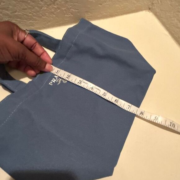 L’ Homme Prada Canvas Mini Tote Bag Denim Blue Micro Purse Cute Coastal Luxe NEW - Picture 6 of 9